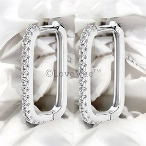 1.8mm Diamond Brilliant Cut Paperclip Hoop Earrings